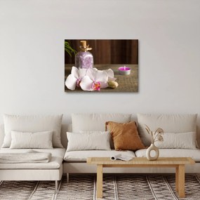 Obraz - Sviečka a orchidey (70x50 cm)
