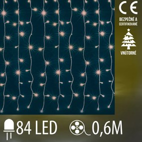 Vianočná led svetelná záclona vnútorná - záves - 84led - 0,6m teplá biela