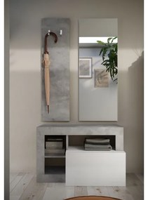 Lavica LENOR biela/šedá betón