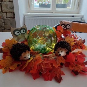 DECOLED Drevená dekorácia, sova, 8,5x4x16 cm