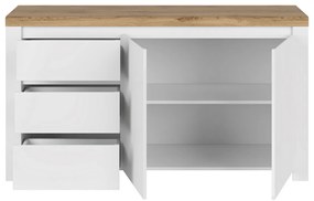 Komoda VILGO 2D3S, lesklá biela