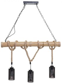 Závesné svietidlo H82 industrial, tube 3 74205 - kov / bambus - Čierna