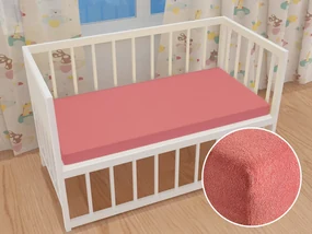 Detské froté napínacie prestieradlo do postieľky FR-001 Koralové 70 x 140 x 10 cm - do postieľky