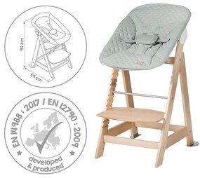 Jedálenská stolička vo svetlozeleno-prírodnej farbe Style Born Up 2in1 – Roba