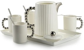 Čajový/kávový set Luca Silver White