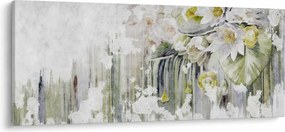Obraz - Biele kvety, vintage (120x50 cm)