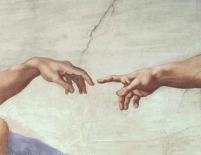 Obrazová reprodukcia Hands of God and Adam, detail, Michelangelo Buonarroti