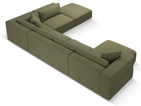 Svetlozelená rohová pohovka do "U", pravý roh Esther - Milo Casa