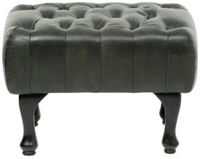 furniture-nabytek.cz - Masívna taburetka Chesterfield Pittsfield z pravej kože, zelená – 60×45×42 cm