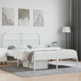 Kovový rám postele s čelom biely 150x200 cm 352629