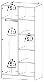 Šatníková skriňa v dekore duba v prírodnej farbe 99x200x62 cm Billund – Tvilum