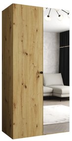 Šatníková skriňa 100 cm Parna 2 (dub artisan + čierna). Akcia -19%. Vlastná spoľahlivá doprava až k Vám domov. 1125910