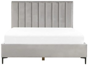 Zamatová posteľ s úložným priestorom 180 x 200 cm sivá SEZANNE Beliani