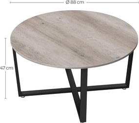 VASAGLE Okrúhly konferenčný stolík 88 cm sivé drevo