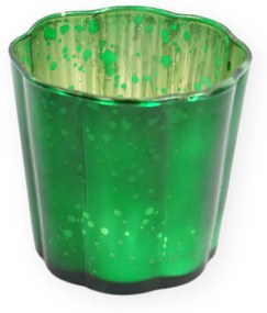 Zelený sklenený svietnik RAINBOW WAVY 8 cm