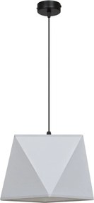 Závesné svietidlo Diamond, 1x sivé textilné tienidlo, čierna konštrukcia