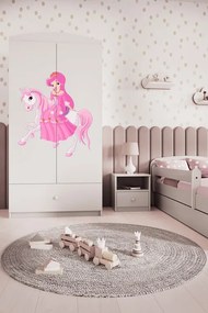 Detská skriňa Babydreams 90 cm princezná na koni biela