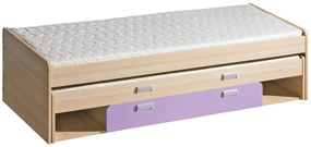 Detská posteľ s prístelkou CORNETO L16 Farba: Jaseň coimbra / fialová