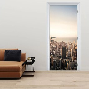 Fototapeta na dvere - Západ slnka nad mestom (95x205cm)