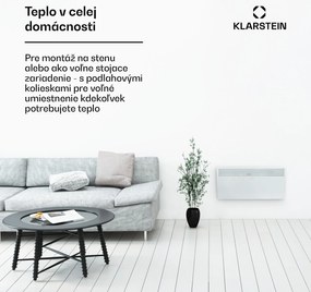 Klarstein Hot Spot Slimcurve, konvektor, ohrievač, 80 x 40 cm, 40 m², 2000 W, 5 - 40 °C, IP24, biely