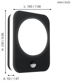 Eglo 99584 - LED Vonkajšie nástenné svietidlo so senzorom MADRIZ LED/9W/230V IP44