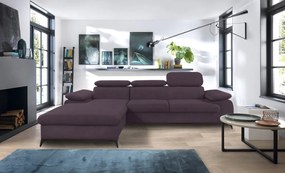Rohová sedacia súprava Scala, hroznová ružovo-fialová látka, ľavý roh