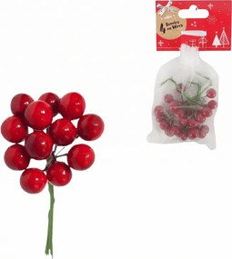 Vianočná dekorácia na drôtiku BERRIES 9 cm, červená