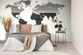 Samolepiaca tapeta mapa sveta v čiernobielom - 225x150