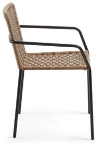 Béžová záhradná stolička s oceľovou konštrukciou Kave Home Bomer