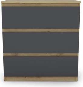 Zásuvková komoda Carlos 753S, dub artisan/grafit, výška 80 cm