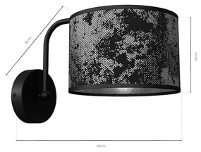 Nástenné svietidlo Satino Round, 1x čierne/strieborné textilné tienidlo, b
