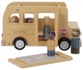 Školský autobus s figúrkami drevený