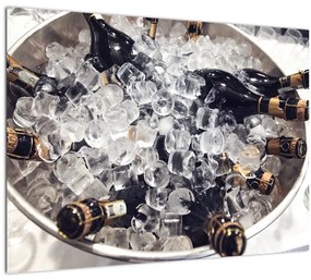 Sklenený obraz - šampanské v ľade (70x50 cm)