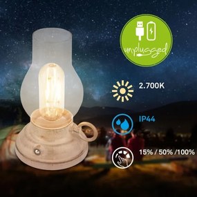 Brilo - LED stmievateľná vonkajšia nabíjateľná stolná lampa KANEA LED/1,5W/5V IP44 1200 mAh béžová