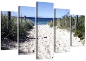 Obraz na plátně pětidílný Písečná tráva na mořské pláži - 200x100 cm