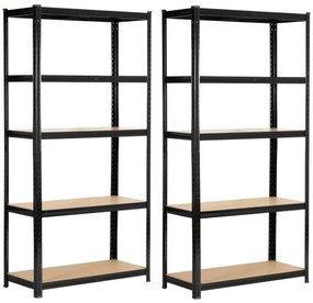 Set 2 kovových regálov 90x40x180 cm čierny