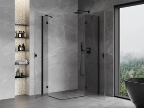 Mexen Mist-H Duo, 2-krídlový výklopný sprchový kút 90 x 110 cm, číre sklo, čierny profil, 8A5-090L-110P-70-00