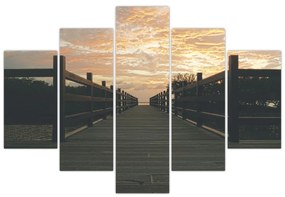 Obraz dreveného móla nad jazerom (150x105 cm)