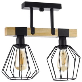 Prisadený luster CAMEROON 2xE27/60W/230V čierna/drevo