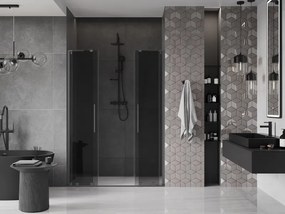 Mexen Velar L Duo, posuvné sprchové dvere do otvoru 150 cm, 8mm šedé sklo, brúsený grafit, 871-150-003-42-95