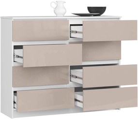 Komoda Kuba 120 cm 8 zásuviek biela/cappuccino