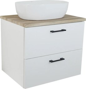 Comodo Kúpeľňová skrinka pod doskové umývadlo Agria NEW W 60-HD - biela/dub sonoma