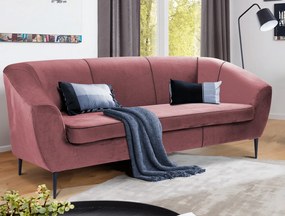 Trojmiestna pohovka Olivio, tmavo ružová zamatová látka
