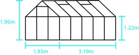 Skleník Halls Popular, 2,57 x 1,93 m / Zelený, Tabuľové sklo