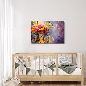 Obraz - Bicykel s kvetmi (90x60 cm)
