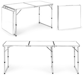 ModernHome Turistický stolík, rozkladací kempingový stolík, biela doska, 180 x 60 cm