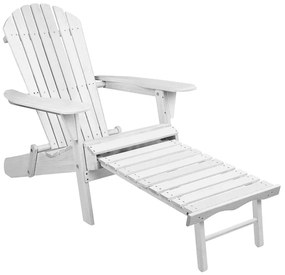 Záhradná drevená stolička s podnožkou, viac farieb, biela