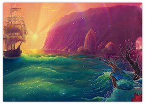 Obraz - Olejomaľba, Plavba do fantastickej ríše (70x50 cm)