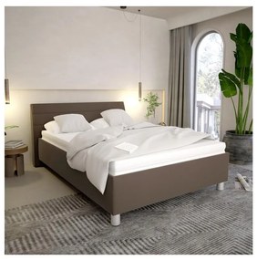 Čalúnená posteľ s úložným priestorom a matracom DALMA 140x200 cm sivá/hnedá