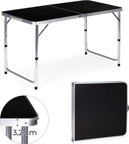 Skládací turistický stůl Veloca 120x60 cm černý